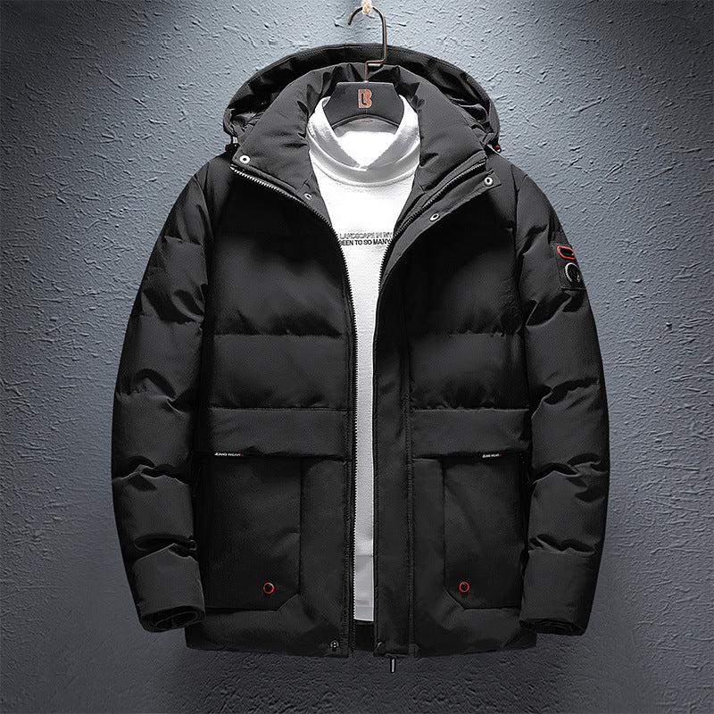 Herren Wattierte Kurzparka mit Kapuze, wasserabweisender Oberfläche und Utility-Taschen Drune