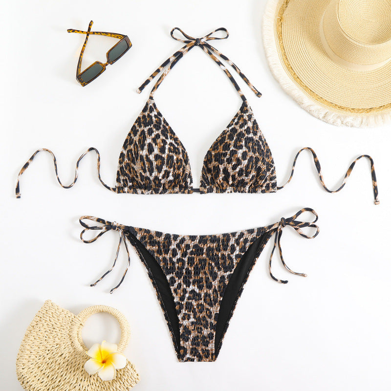 Damen Triangel-Bikini mit trendigem Animalprint und hohem Beinausschnitt Drune