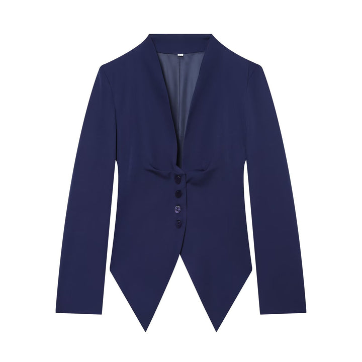 Damen Taillierter Cropped-Blazer mit spitzem Zipfelsaum und tiefem V-Ausschnitt Drune