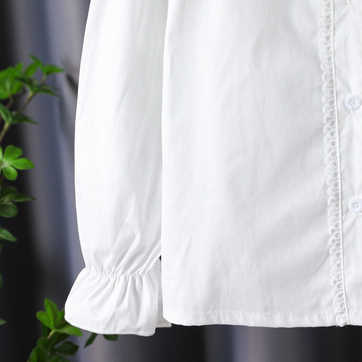 Damen Bluse mit Rüschendetails und romantischen Puffärmeln Drune