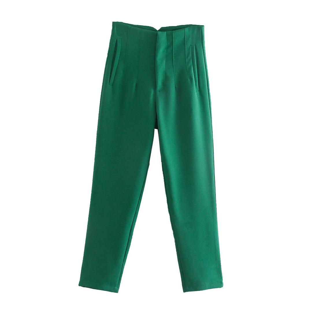 Damen Hochtaillierte tapered Anzughose mit Bügelfalte und Paspeltaschen Drune