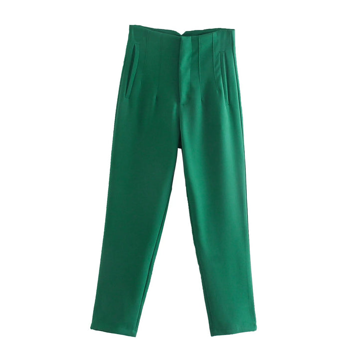 Damen Hochtaillierte tapered Anzughose mit Bügelfalte und Paspeltaschen Drune
