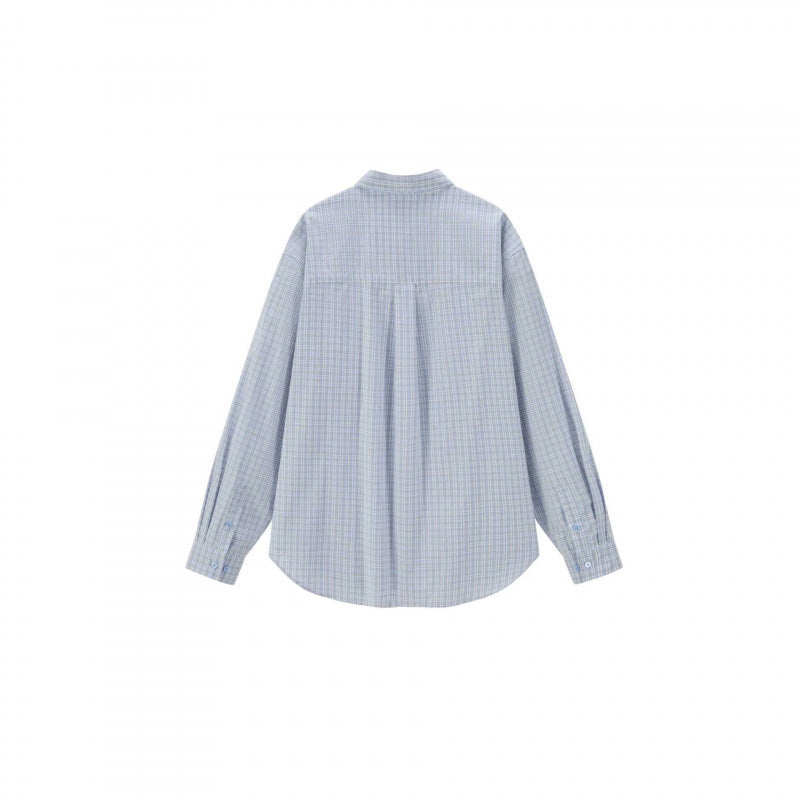 Unisex Weitgeschnittenes kariertes Overshirt mit aufgesetzter Brusttasche und abgerundetem Saum Drune