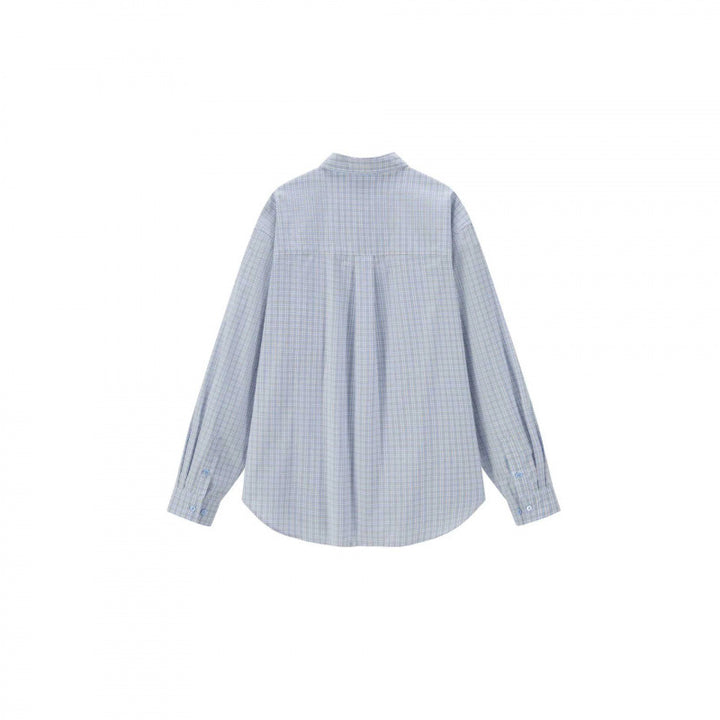 Unisex Weitgeschnittenes kariertes Overshirt mit aufgesetzter Brusttasche und abgerundetem Saum Drune