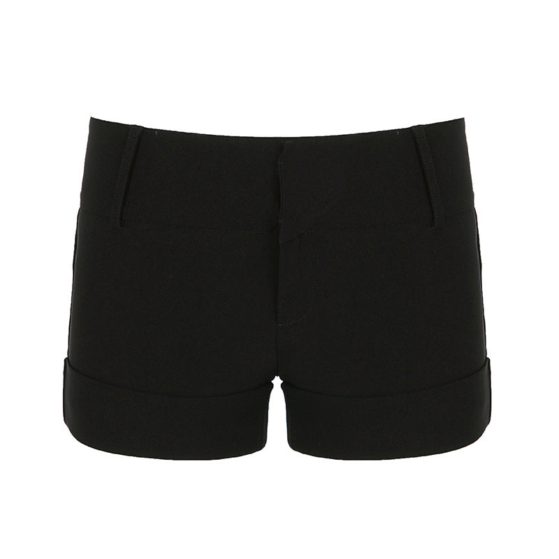 Damen stylische Shorts mit komfortablem hohen Bund und umgeschlagenem Saum Drune