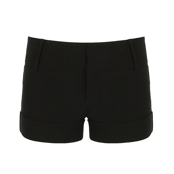 Damen stylische Shorts mit komfortablem hohen Bund und umgeschlagenem Saum Drune