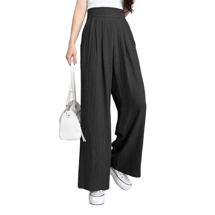 Damen Weite Plisseehose mit hohen Taschen und elastischem Bund Drune