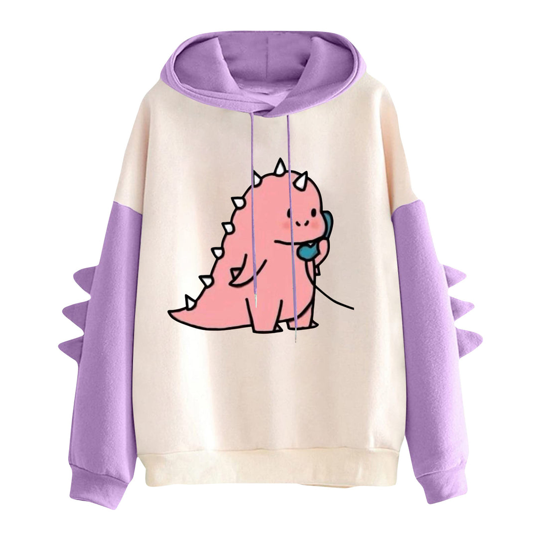 Damen nan Kapuzenpullover mit niedlichem Frosch-Motiv, Kängurutasche und volumigen Ärmelapplikationen Drune