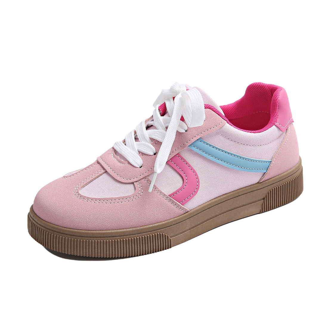 Damen niedrige Retro‑Sneaker aus Velours‑ und Textilmix mit profiliertem Gumsohle Drune