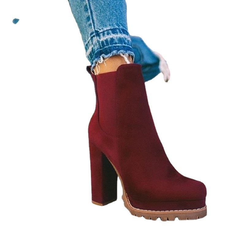 Damen nan Chelsea-Ankleboots mit Plateau, robustem Traktorprofil und Wildlederoptik Drune