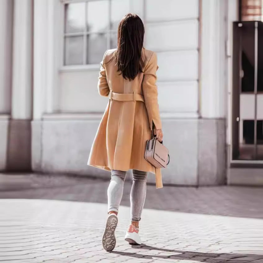 Damen Eleganter Trenchcoat aus hochwertigem Material mit taillierbarem Gürtel und stilvollem Schnitt Drune