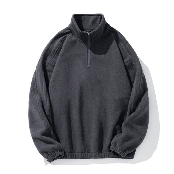 Unisex Fleecepullover mit Halbreißverschluss, Stehkragen und elastischem Saum Drune