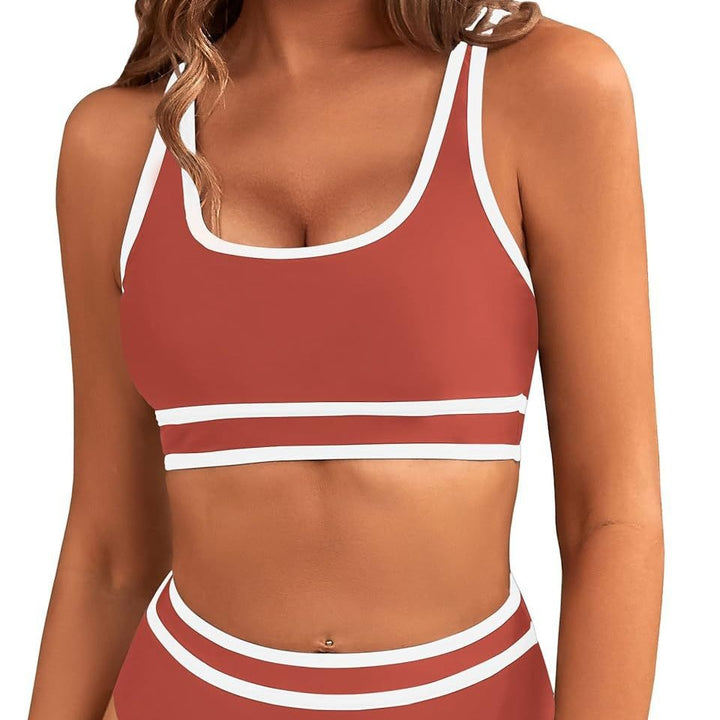 Damen Sportliches Bikini-Set mit breiten Trägern und hohem Schnitt Drune