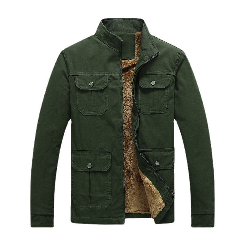 Herren Utility-Fieldblouson aus Baumwoll-Canvas mit Teddyfutter und Stehkragen Drune