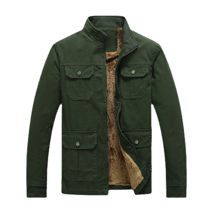 Herren Utility-Fieldblouson aus Baumwoll-Canvas mit Teddyfutter und Stehkragen Drune
