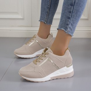 Damen nan sportive Plateau-Sneaker mit perforiertem Microfaser-Obermaterial gepolstertem Komfortfutter und reflektierendem Zierstreifen Drune