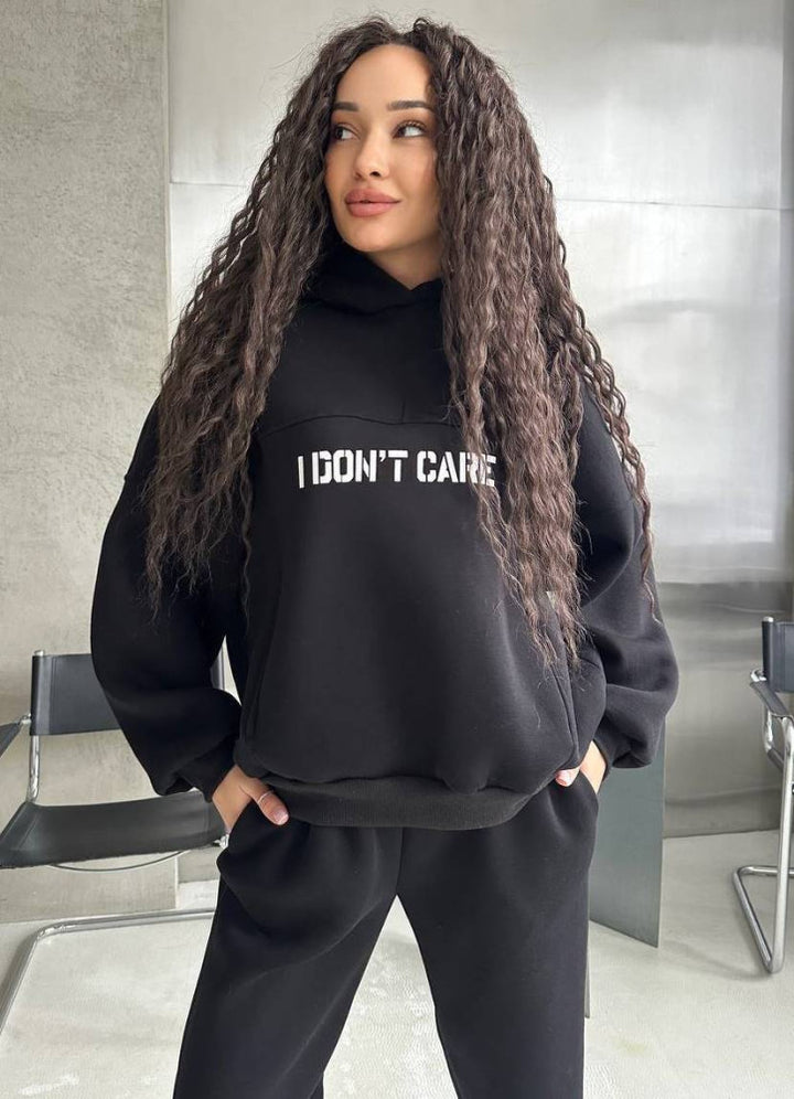 Damen Oversized Hoodie- und Jogginghose-Set aus French-Terry mit Statement-Print Drune