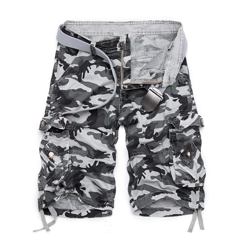 Herren Camo Cargo-Shorts mit Mehreren Taschen und Verstellbarem Bund Drune