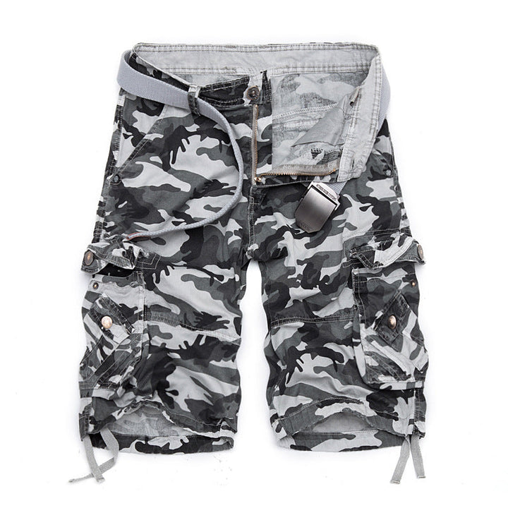 Herren Camo Cargo-Shorts mit Mehreren Taschen und Verstellbarem Bund Drune