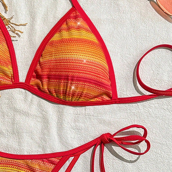 Damen Triangel-Bikini mit modischem Streifendesign Drune