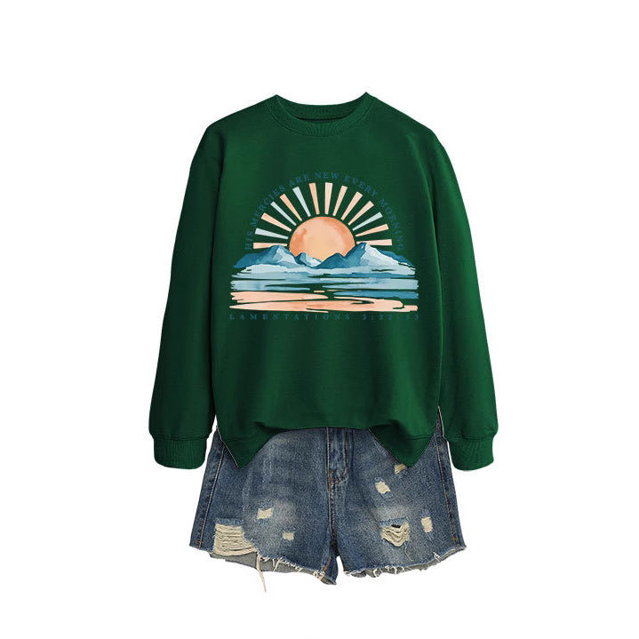 Damen Sweatshirt mit inspirierendem Sonnenaufgangsdesign und lässigem Schnitt Drune