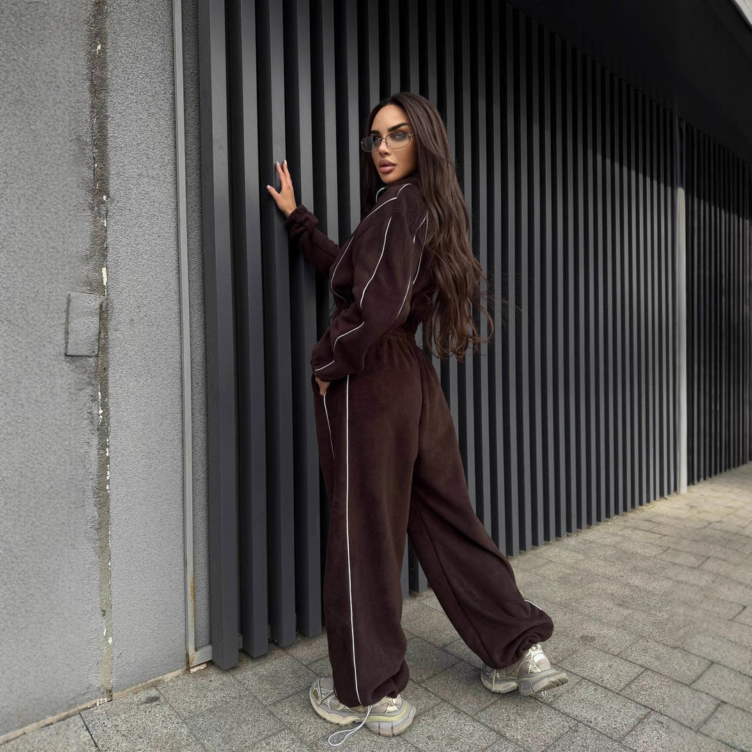 Damen lässiges Cropped Hoodie und weite Jogginghose Set Drune