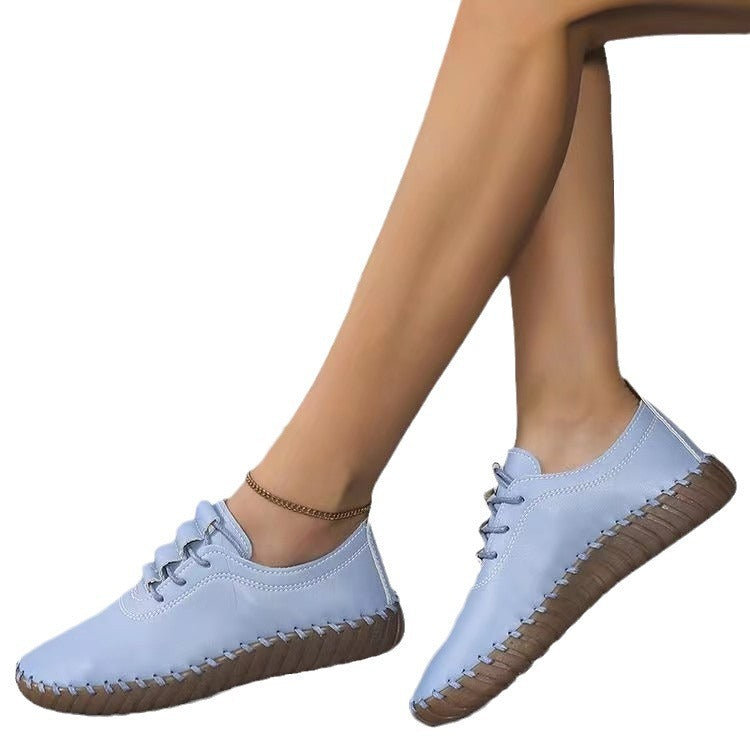 Damen bequeme Schnürschuhe aus hochwertigem Leder mit ergonomischer Sohle Drune