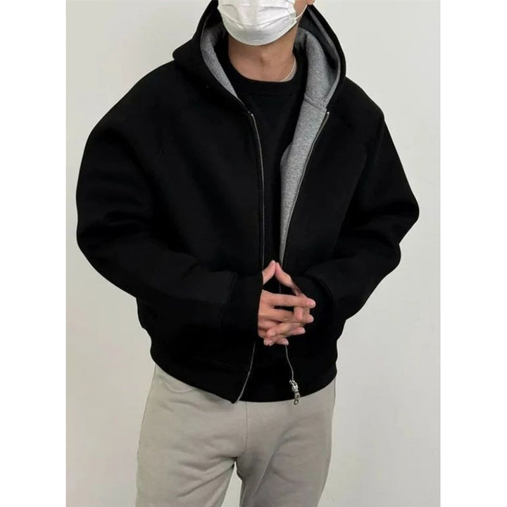 Herren Oversize-Kapuzensweatjacke aus schwerem French-Terry mit Zwei-Wege-Reißverschluss Drune