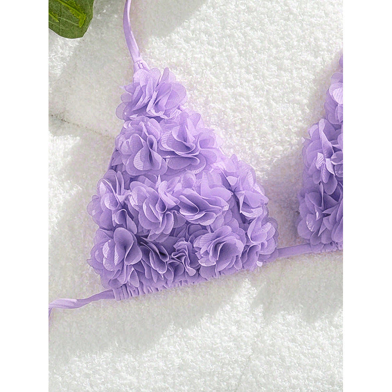 Damen Bikini-Oberteil mit floralen 3D-Applikationen Drune