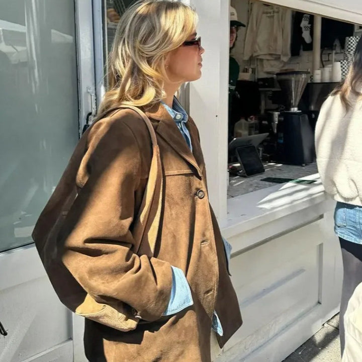 Damen schicke Blazerjacke aus weichem Material mit praktischen Taschen Drune