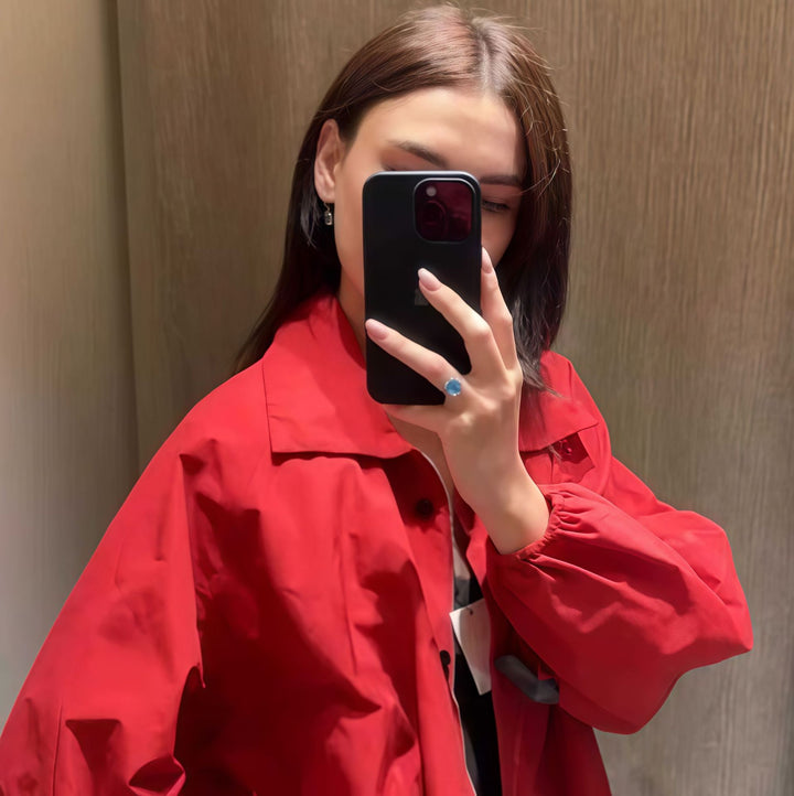 Damen Trendige oversized Utility-Jacke mit seitlichem Reißverschluss und lässigem Schnitt Drune