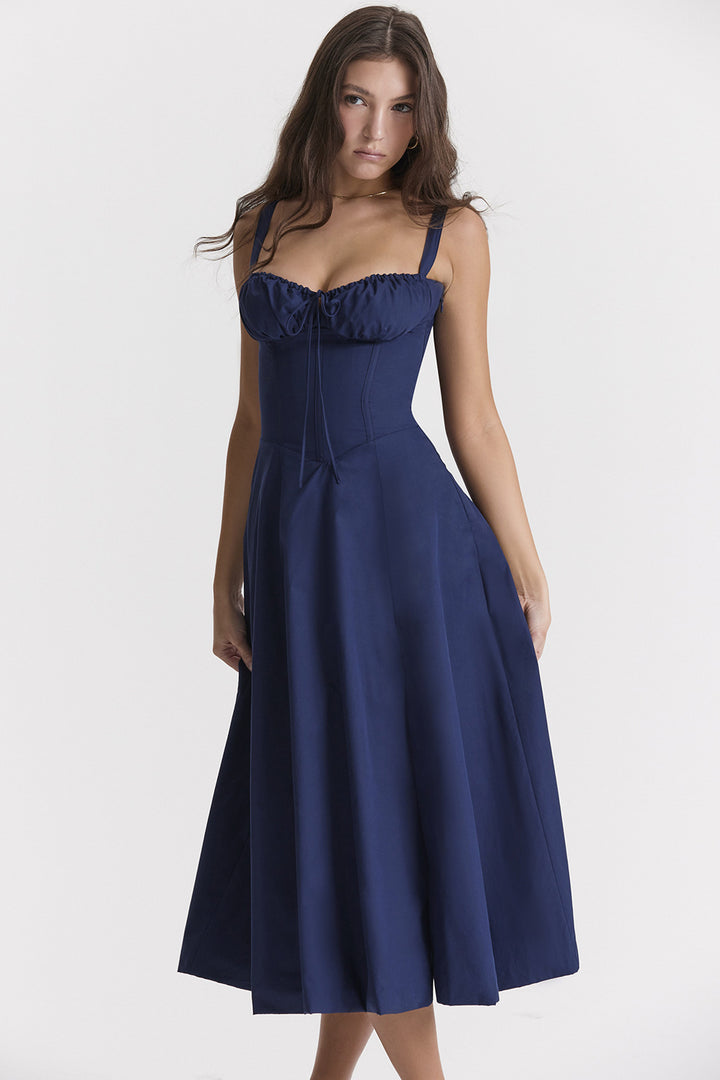 Damen Midikleid aus feinem Baumwollstoff mit romantischem Blumenmuster Drune