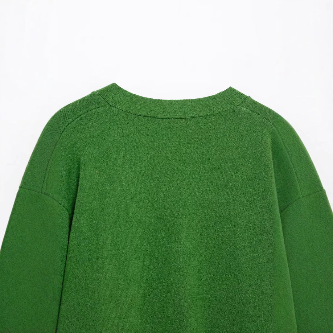 Damen V-Ausschnitt Rautenmuster Cardigan Drune