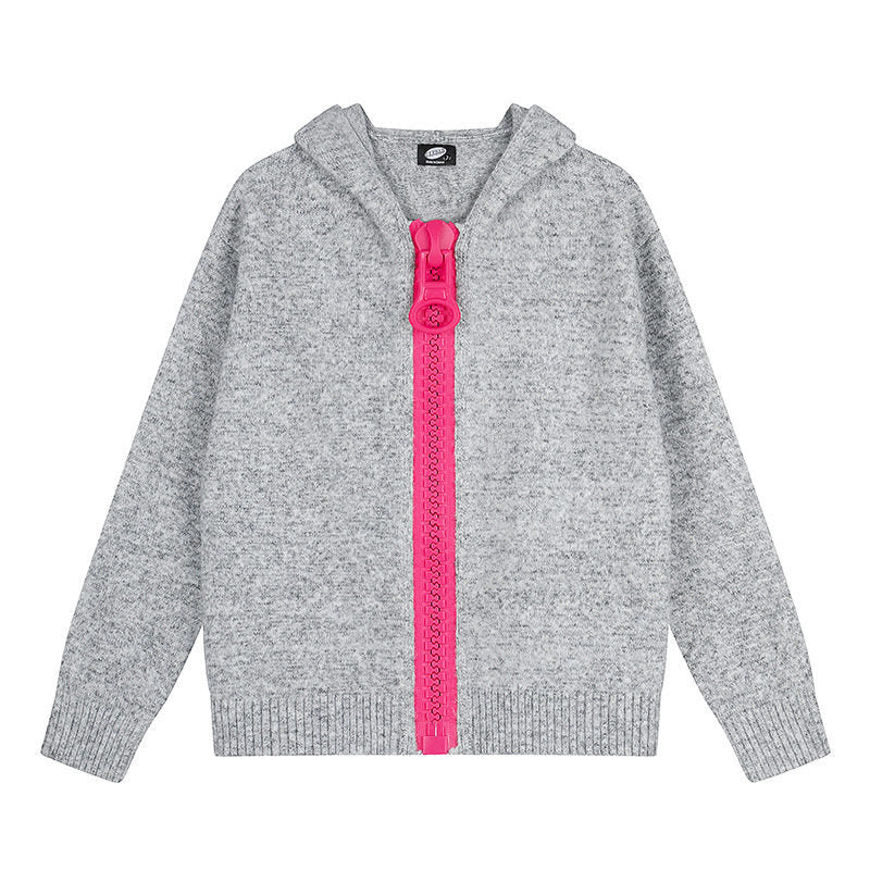 Damen Kapuzen-Strickjacke mit übergroßem Reißverschluss und softem Mohair-Mix Drune