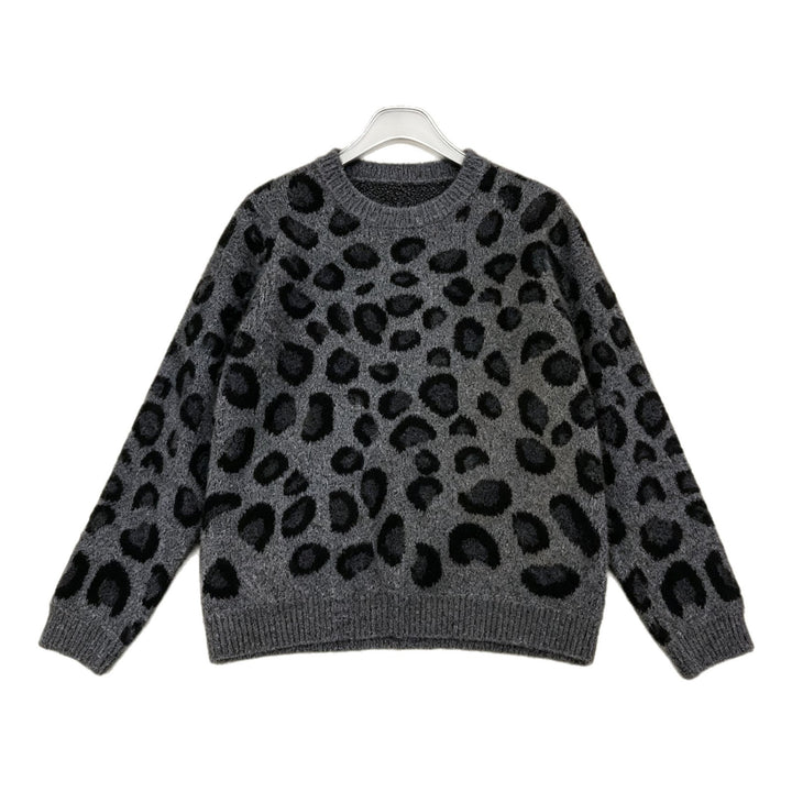 Damen Kuscheliger Rundhalspullover im Leo-Jacquard mit entspanntem Oversize-Schnitt Drune