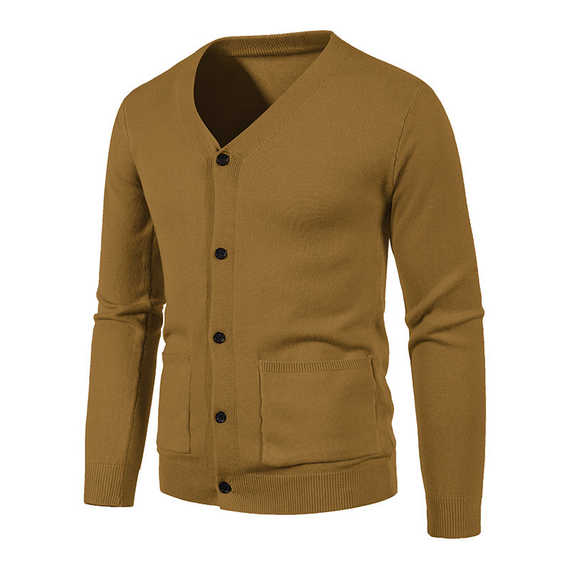 Herren Feinstrick-Cardigan mit V-Ausschnitt, durchgehender Knopfleiste und aufgesetzten Taschen Drune