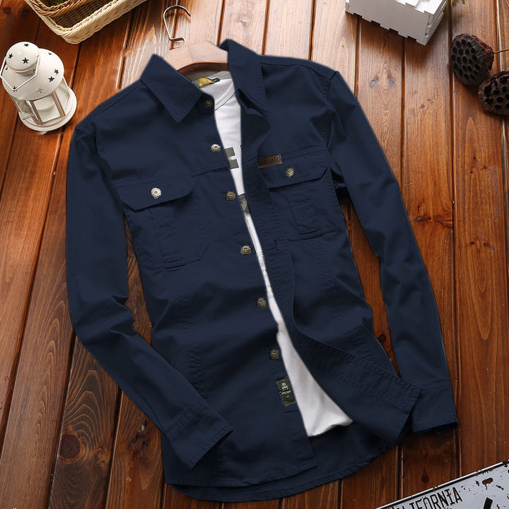 Herren nan vielseitiges Canvas-Overshirt mit Klappbrusttaschen, verstärkten Nähten und regular fit Drune