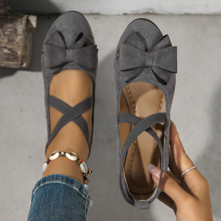 Damen Ballerinas mit modischem Schleifenakzent und elastischem Riemen Drune