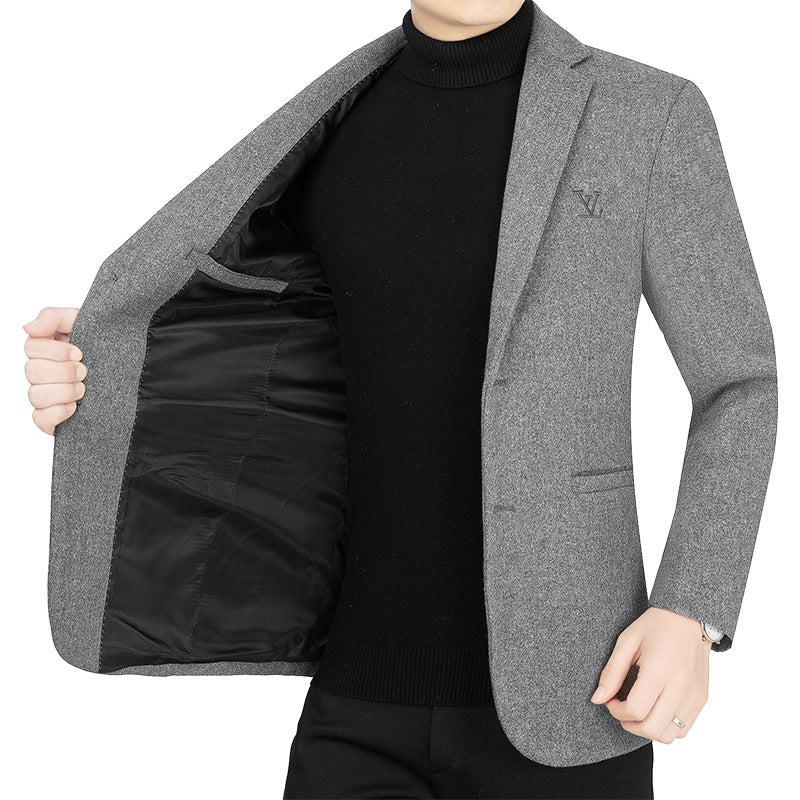 Herren Slim-Fit Sakko im Filzlook mit minimalistischen Pattentaschen Drune
