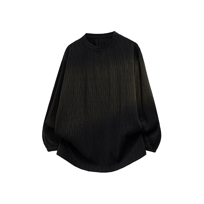Unisex Oversize Strukturierter Rundhals-Pullover mit Ballonärmeln und abgerundetem Saum Drune