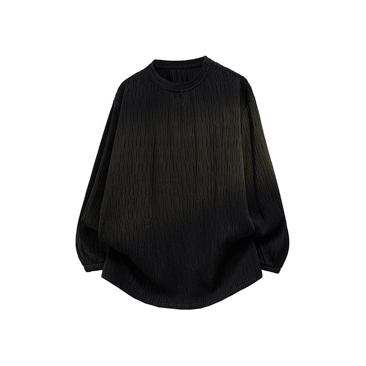 Unisex Oversize Strukturierter Rundhals-Pullover mit Ballonärmeln und abgerundetem Saum Drune