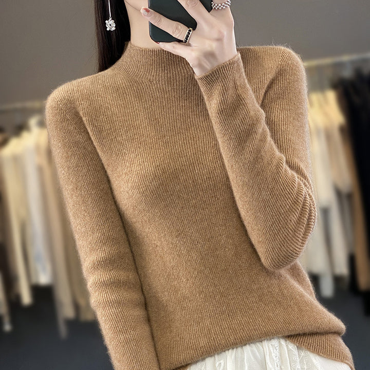 Damen Schlanker Feinstrick-Mockneckpullover aus feinem Angora‑Mix Drune