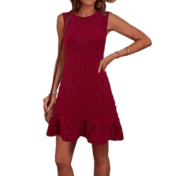Damen ärmelloses Sommerkleid mit Rüschendetails Drune