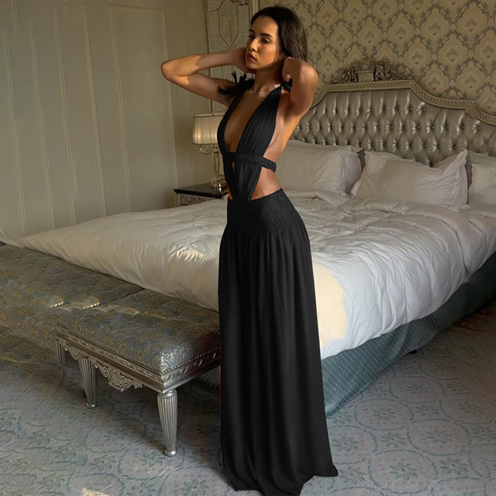 Damen Elegantes Abendkleid mit tiefem Ausschnitt und seitlichen Cut-Outs Drune
