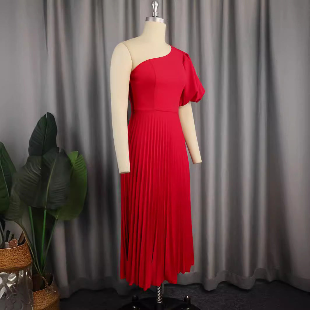 Damen Einseitiges Maxikleid mit Plissee-Details Drune
