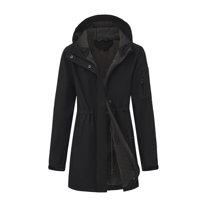 Damen nan funktionaler Softshell-Parka mit Teddyfleece-Futter, Kapuze und Taillenzug Drune
