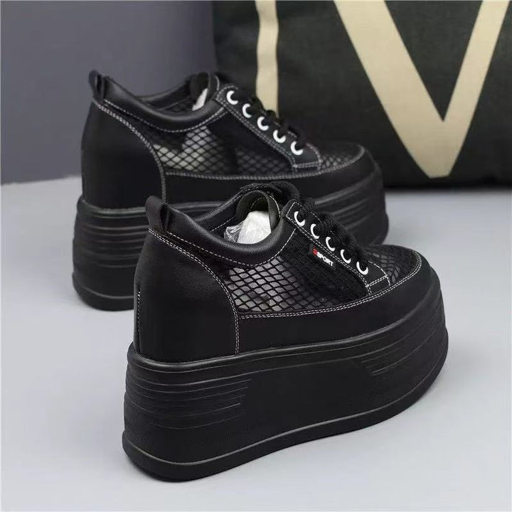 Damen Plateau Sneakers mit atmungsaktivem Netzdesign und rutschfester Sohle Drune