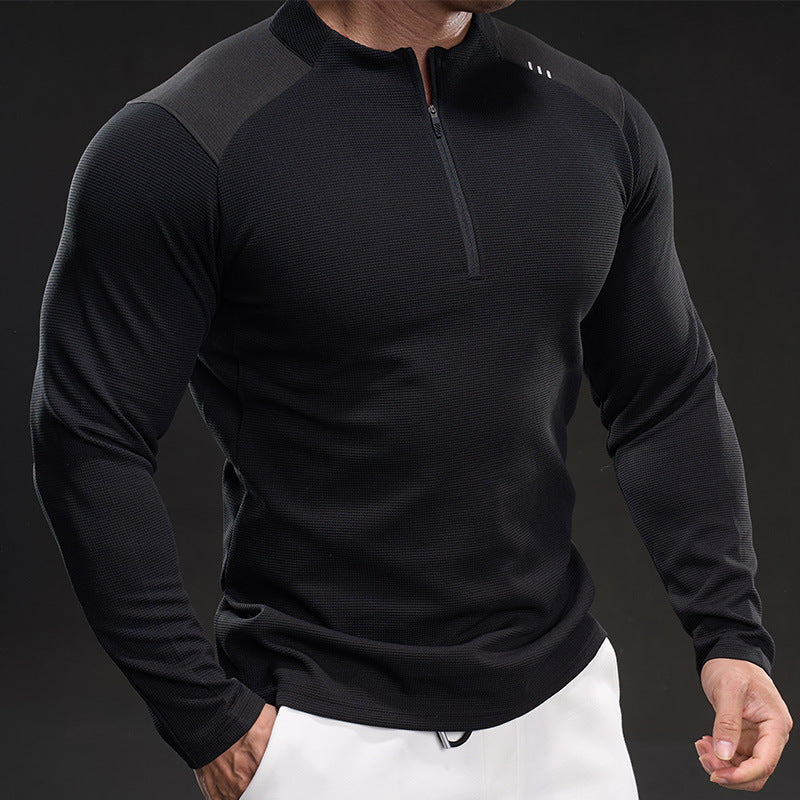 Herren Atmungsaktives Funktions-Langarmshirt mit kurzem Reißverschluss und Slim‑Fit Drune