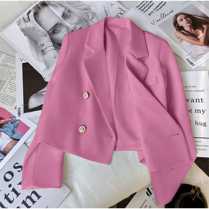 Damen Modischer Kurzblazer mit doppelt geknöpften Details Drune