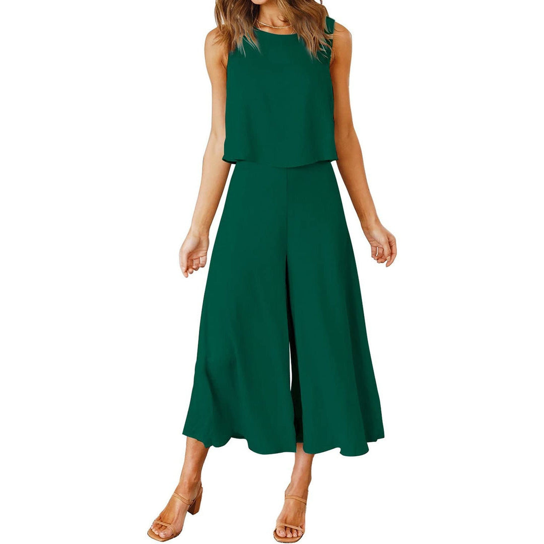 Damen bequemer Jumpsuit mit weitem Bein und schulterfreiem Design Drune